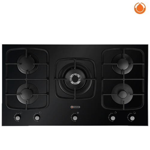 اجاق گاز پیلوت صفحه شیشه ای 5 شعله مدل G565 مشکی