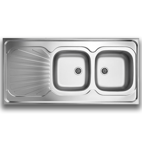 سینک روکار مدل 60×120 براق دو لگن استیل البرز ضخامت 0.5